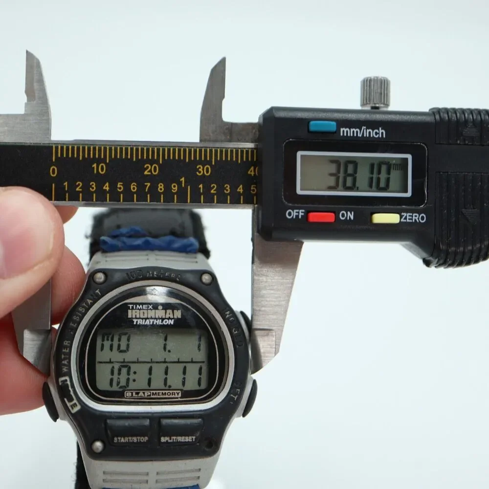 Vintage Timex Ironman Triathlon 38mm Digital Watch Black Blue w New Battery